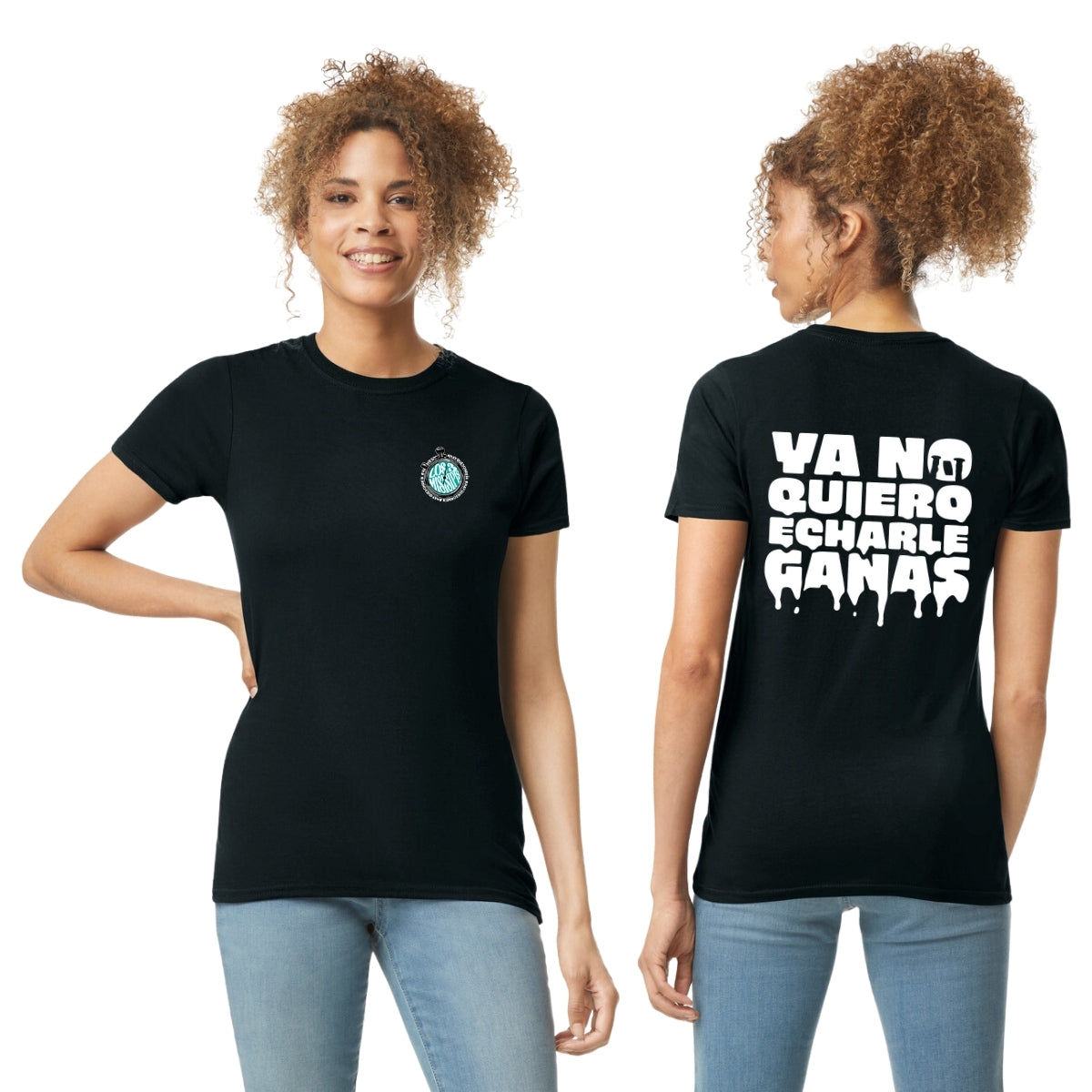 Playera Manga Corta Mujer Negro Personalizable Escudo Ya No Quiero Echarle Ganas