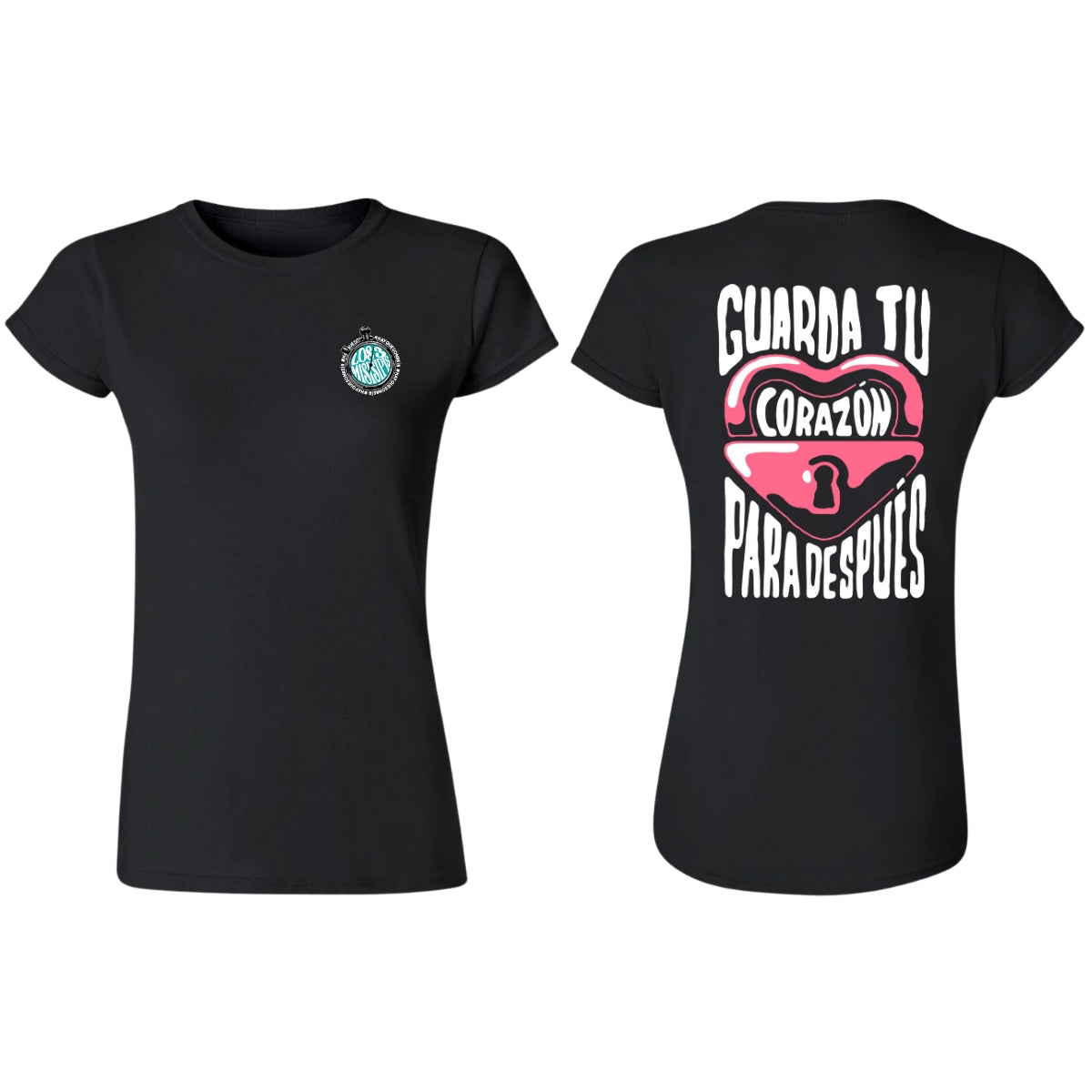 Playera Manga Corta Mujer Negro Personalizable Escudo Guarda tu Corazón