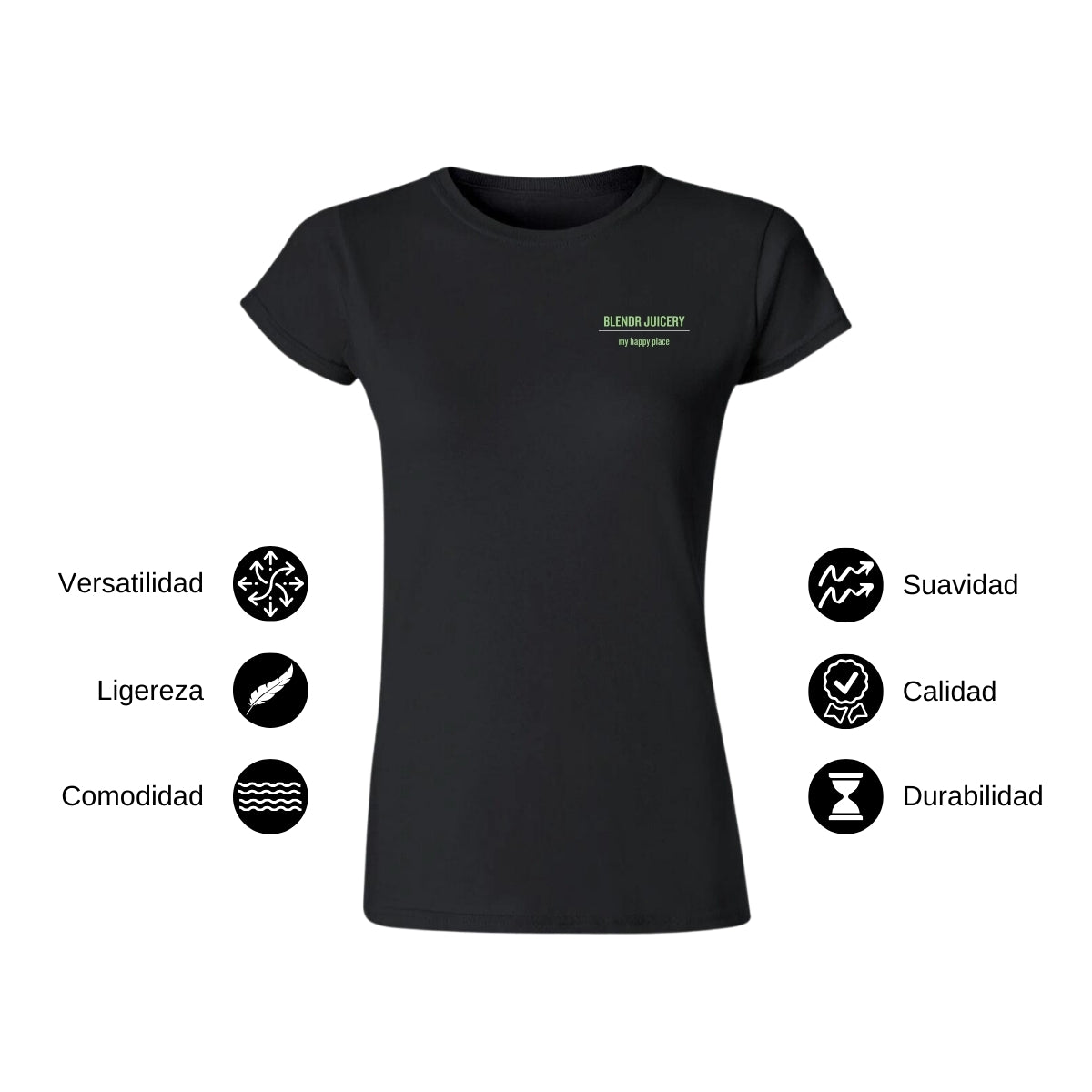 Playera Manga Corta Mujer Negro Escudo
