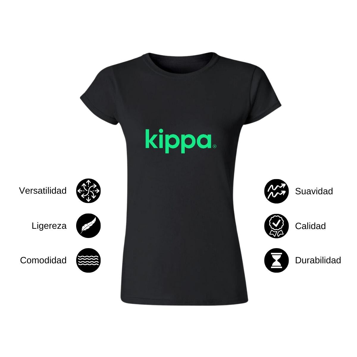 Playera Manga Corta Mujer Negro Personalizable Logo