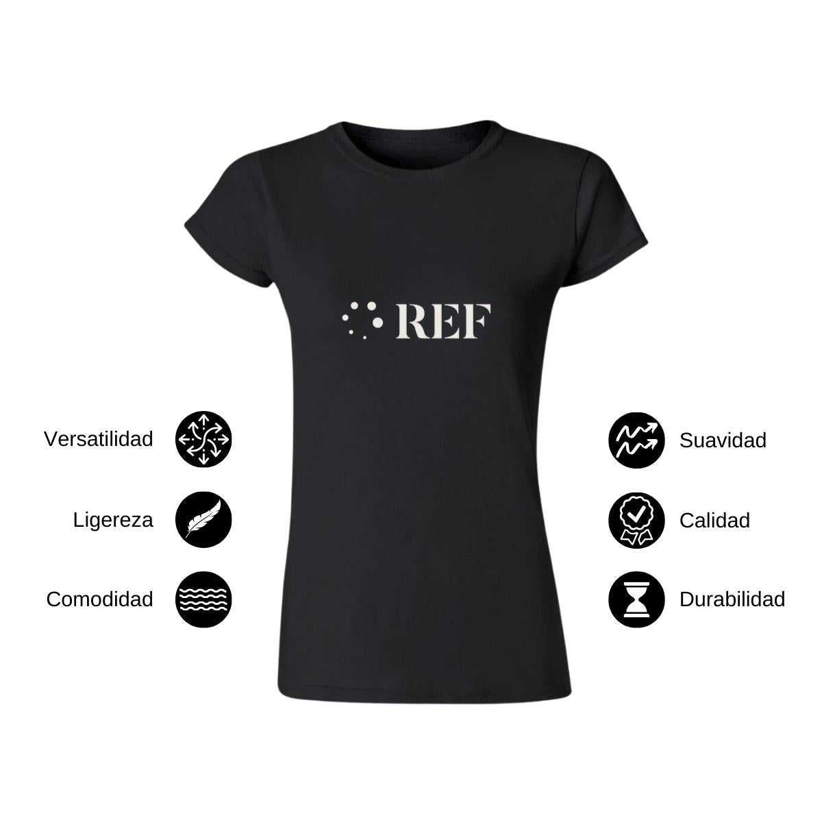 Playera Manga Corta Mujer Negro Personalizable Logo