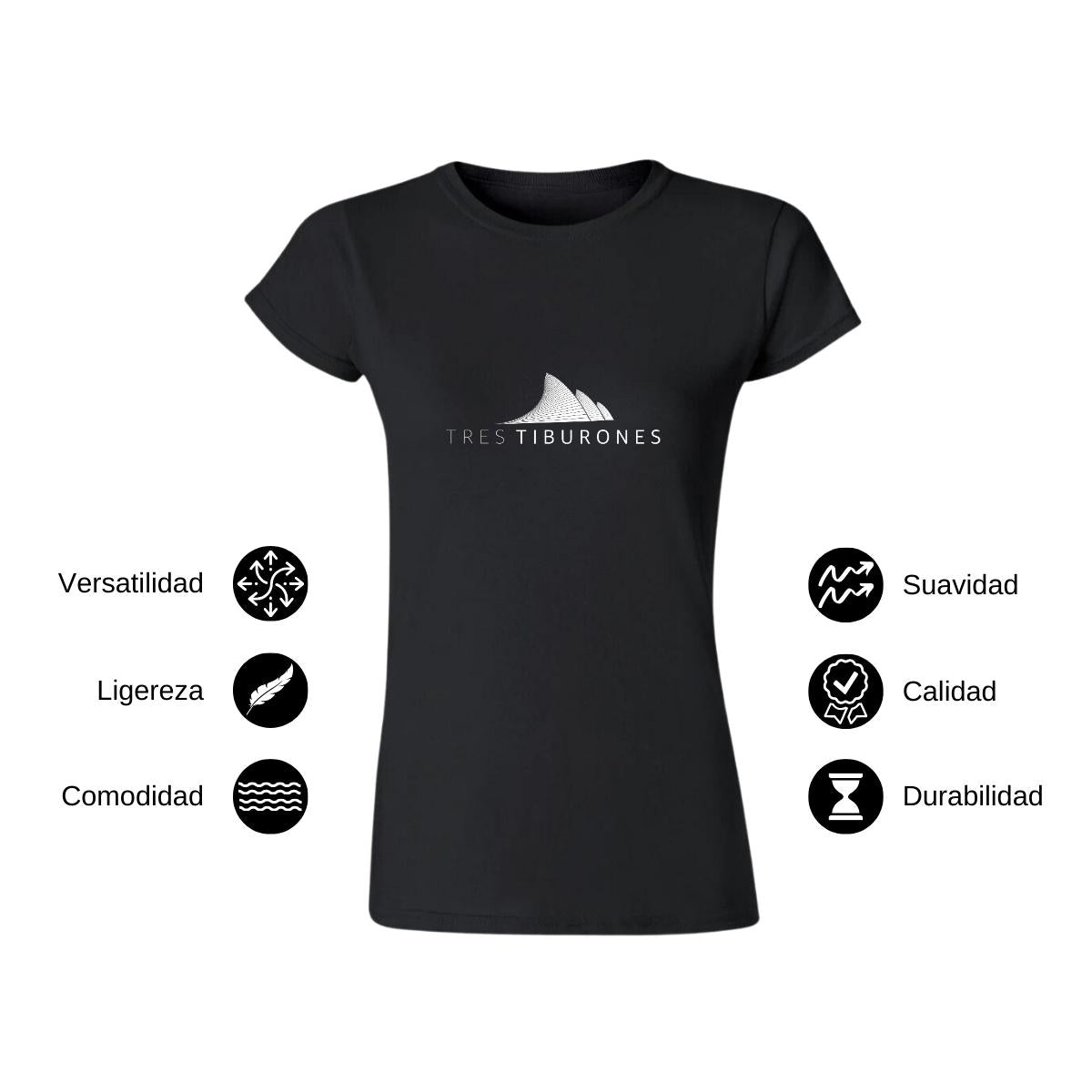 Playera Manga Corta Mujer Negro Personalizable Logo