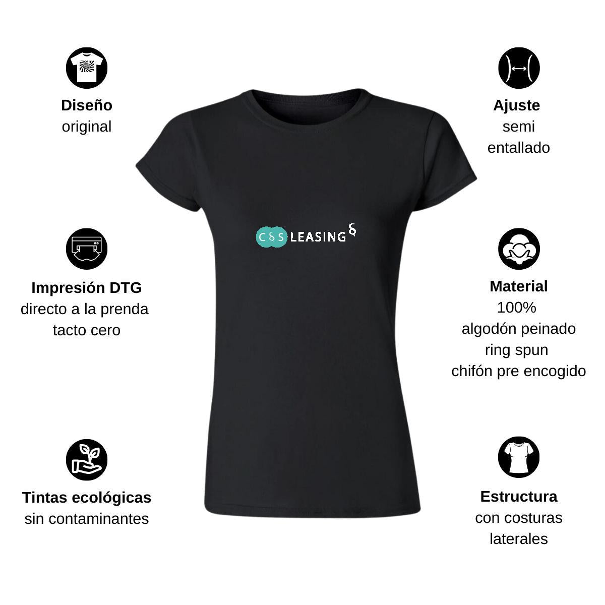 Playera Manga Corta Mujer Negro Personalizable Logo