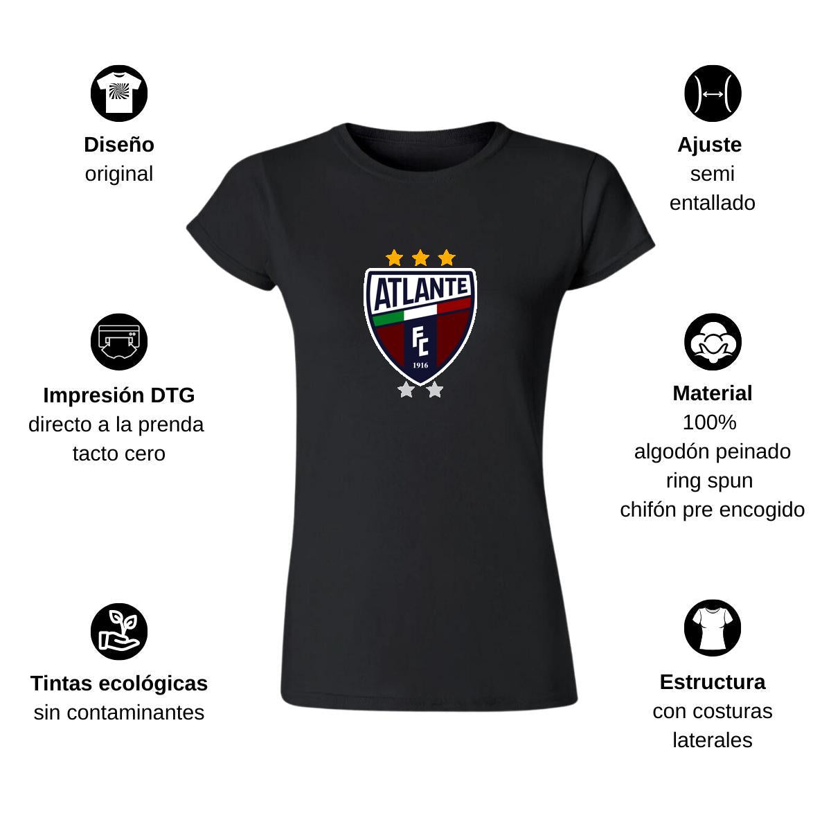 Playera Manga Corta Mujer Negro Personalizable Logo