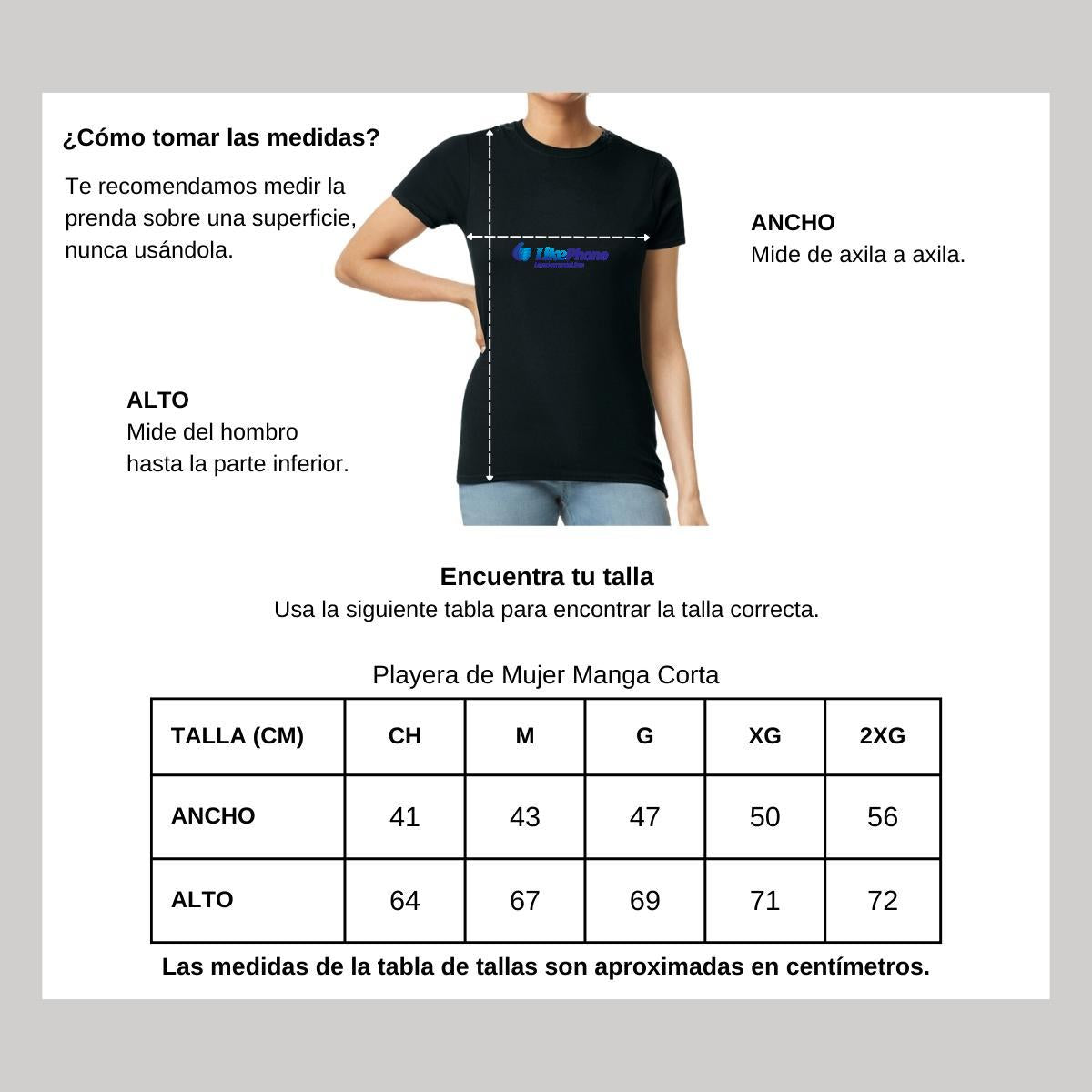 Playera Manga Corta Mujer Negro Personalizable Logo