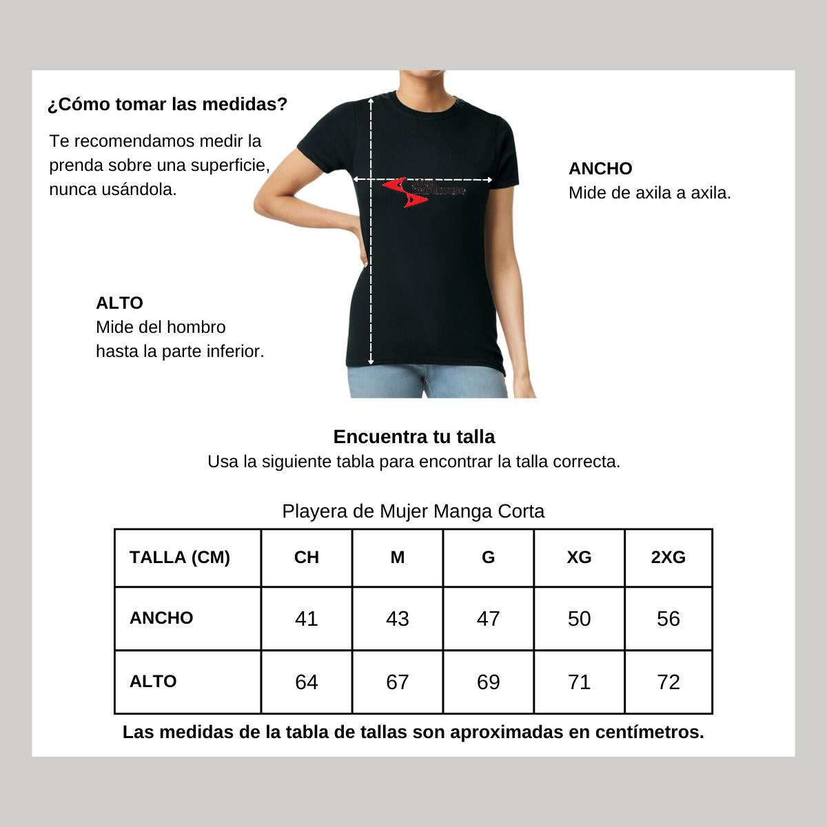 Playera Manga Corta Mujer Negro Personalizable Logo