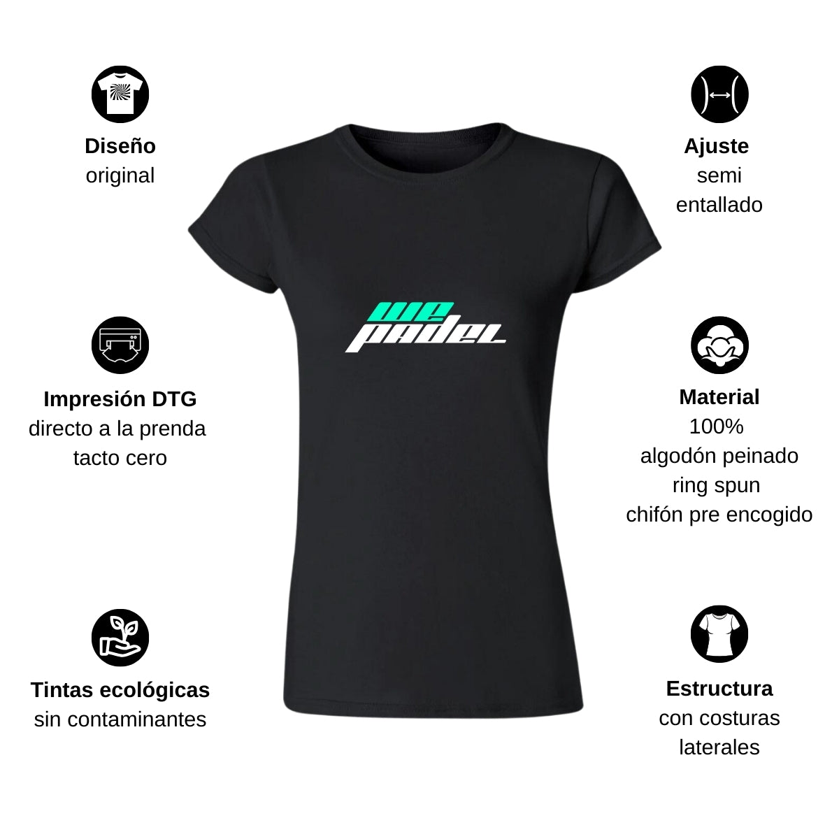 Playera Manga Corta Mujer Negro Personalizable Logo