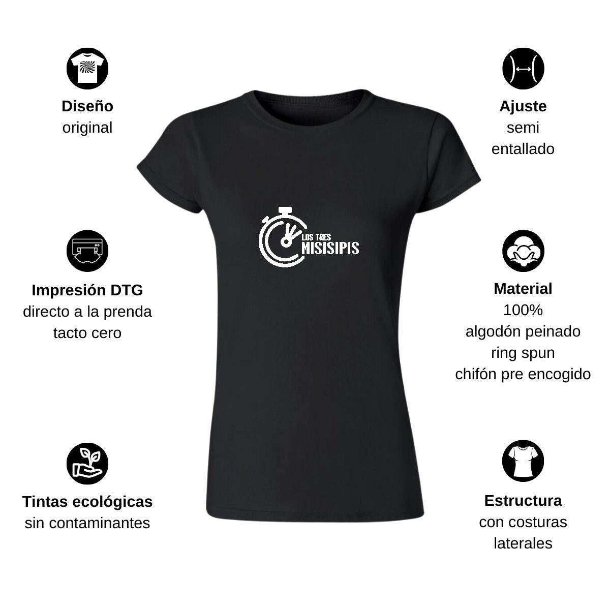 Playera Manga Corta Mujer Negro Personalizable Logo
