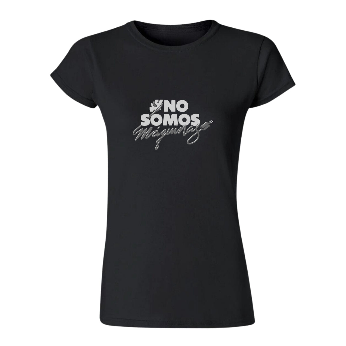 Playera Manga Corta Mujer Negro Personalizable Logo #NoSomosMaquinas