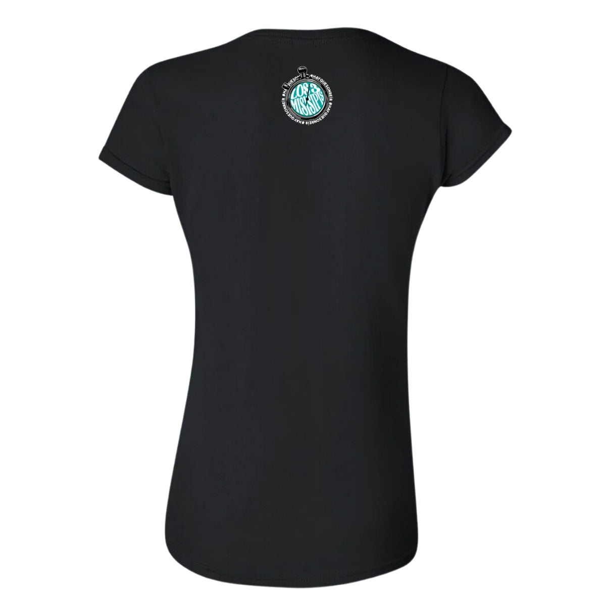 Playera Manga Corta Mujer Negro Personalizable Logo #NoSomosMaquinas