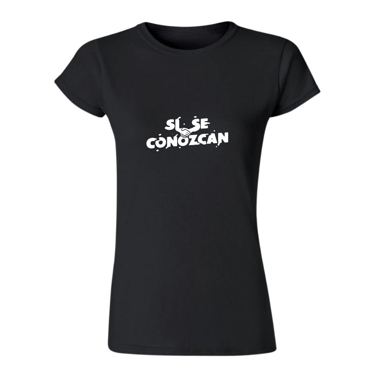 Playera Manga Corta Mujer Negro Personalizable Logo Si Se Conozcan