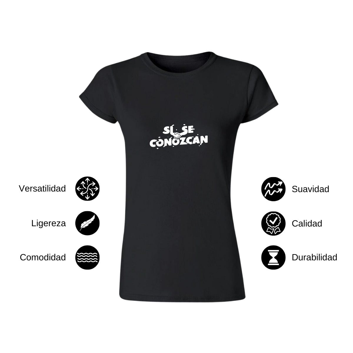 Playera Manga Corta Mujer Negro Personalizable Logo Si Se Conozcan