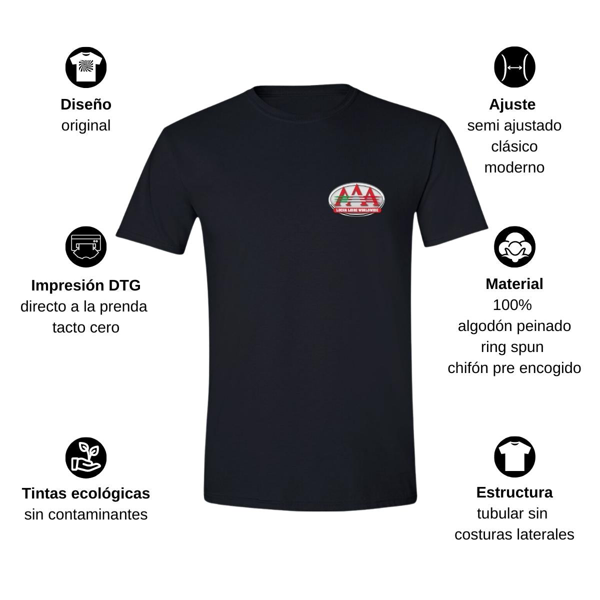 Playera Manga Corta Hombre Negro Personalizable Escudo