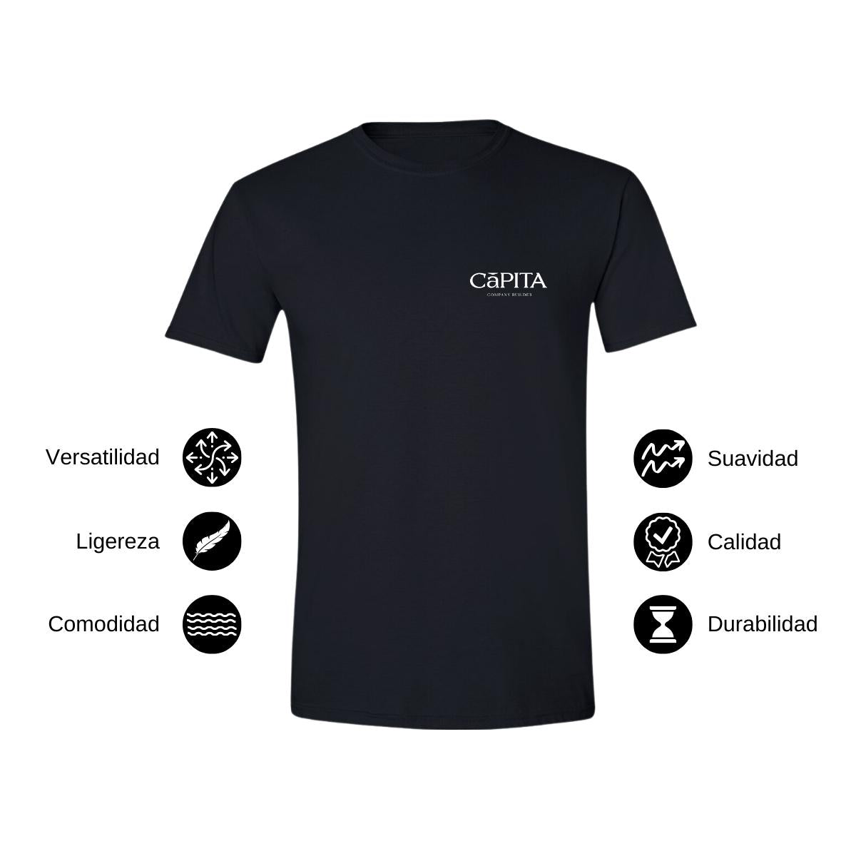 Playera Manga Corta Hombre Negro Personalizable Escudo
