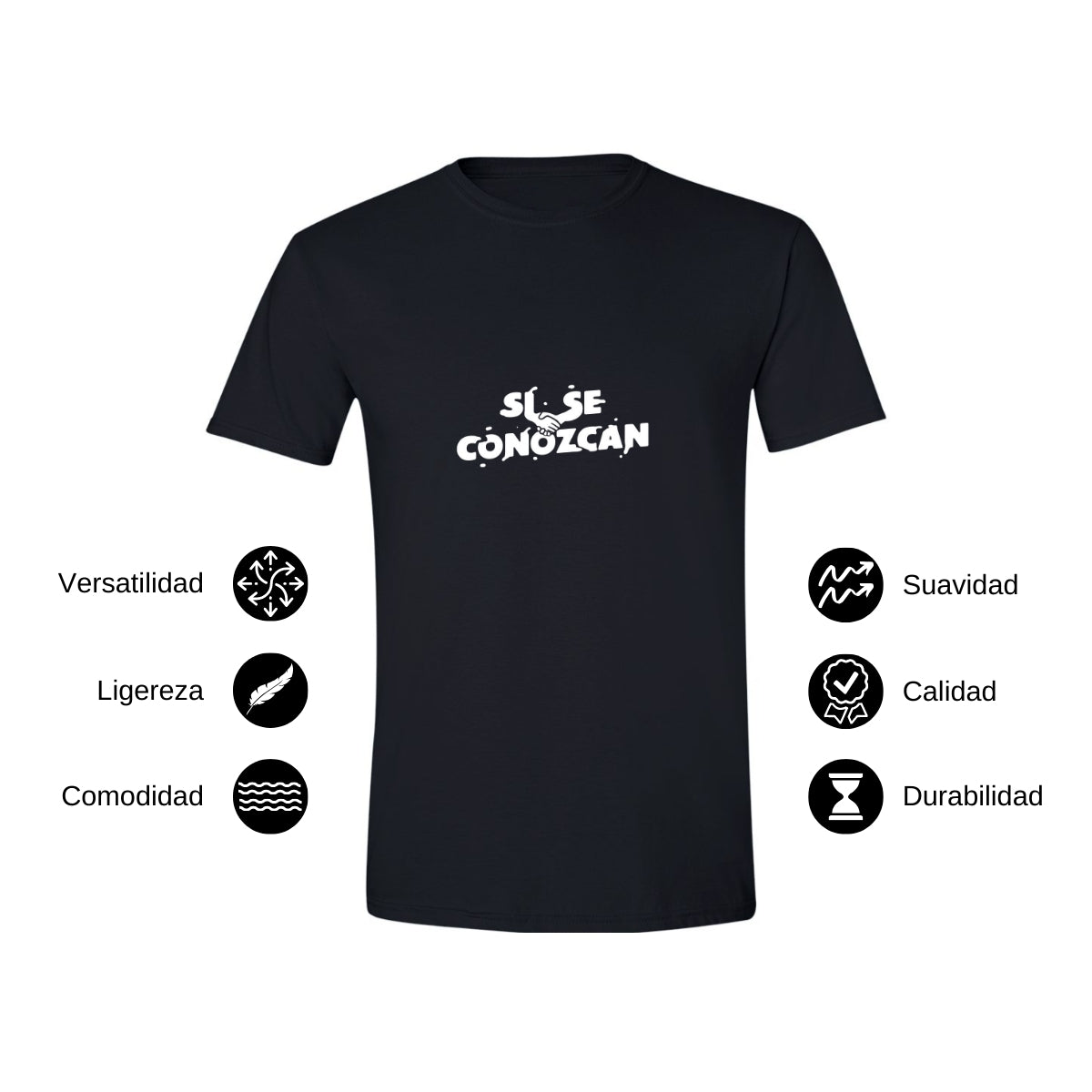 Playera Manga Corta Hombre Negro Personalizable Logo Si Se Conozcan