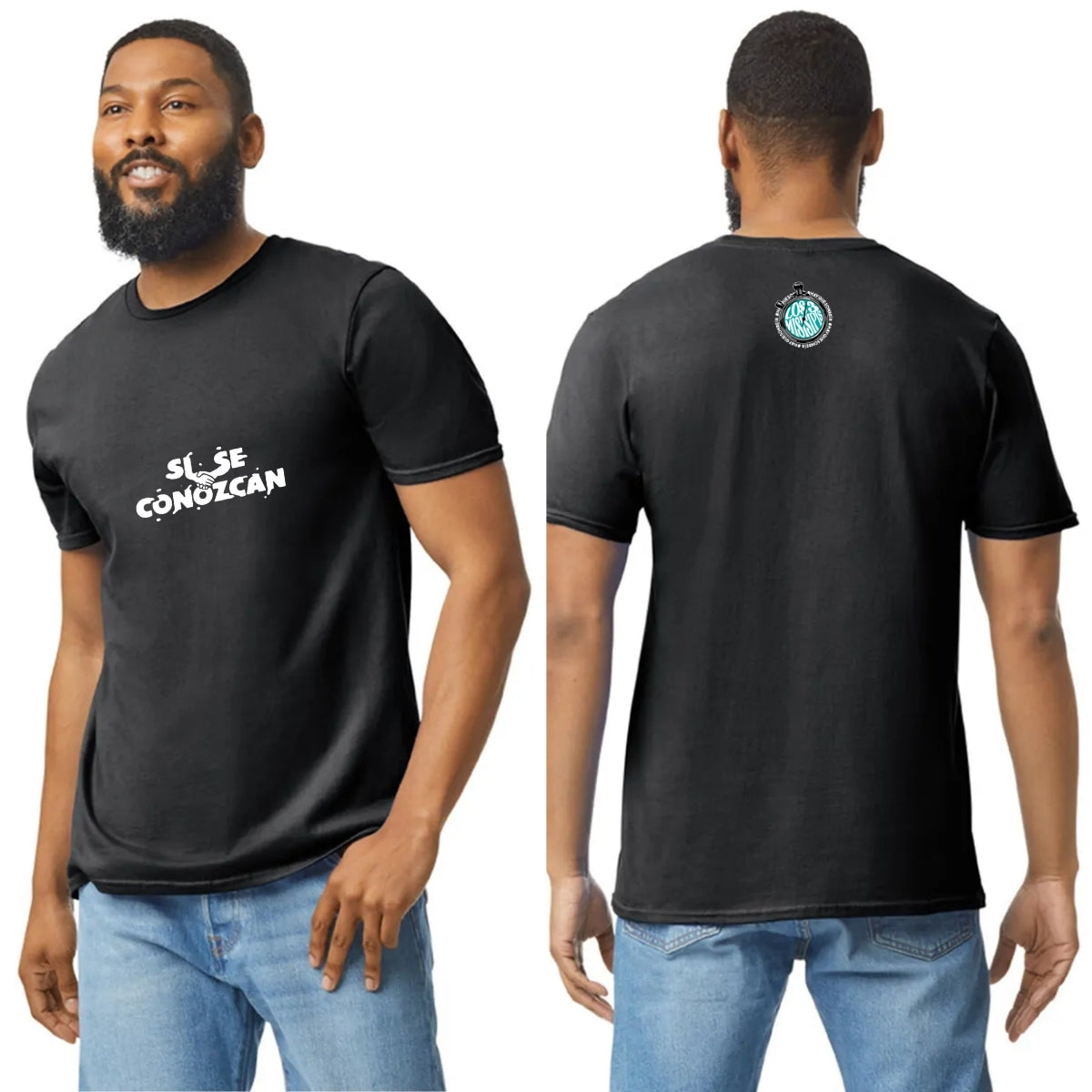 Playera Manga Corta Hombre Negro Personalizable Logo Si Se Conozcan