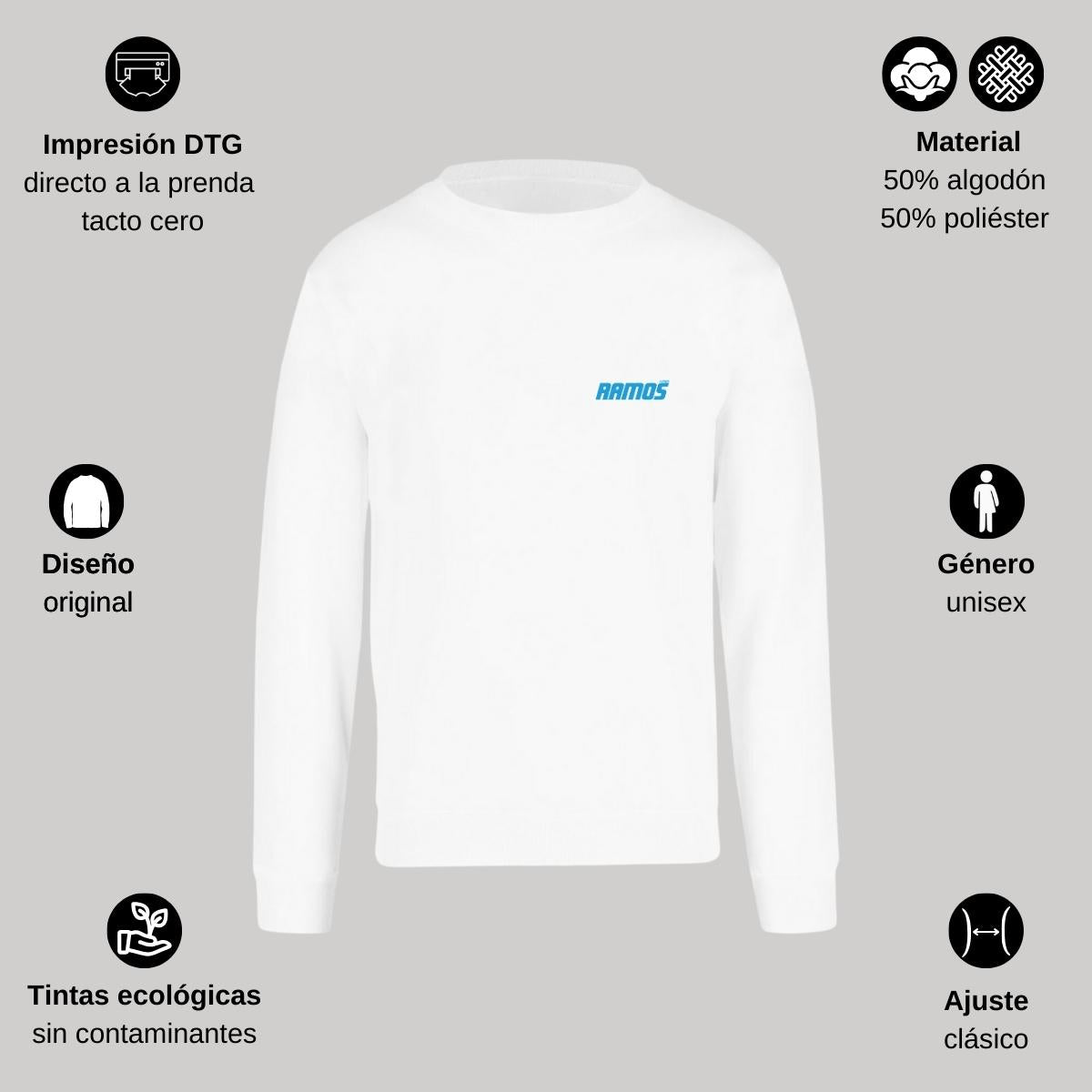 Sudadera Unisex Blanco Personalizable Escudo