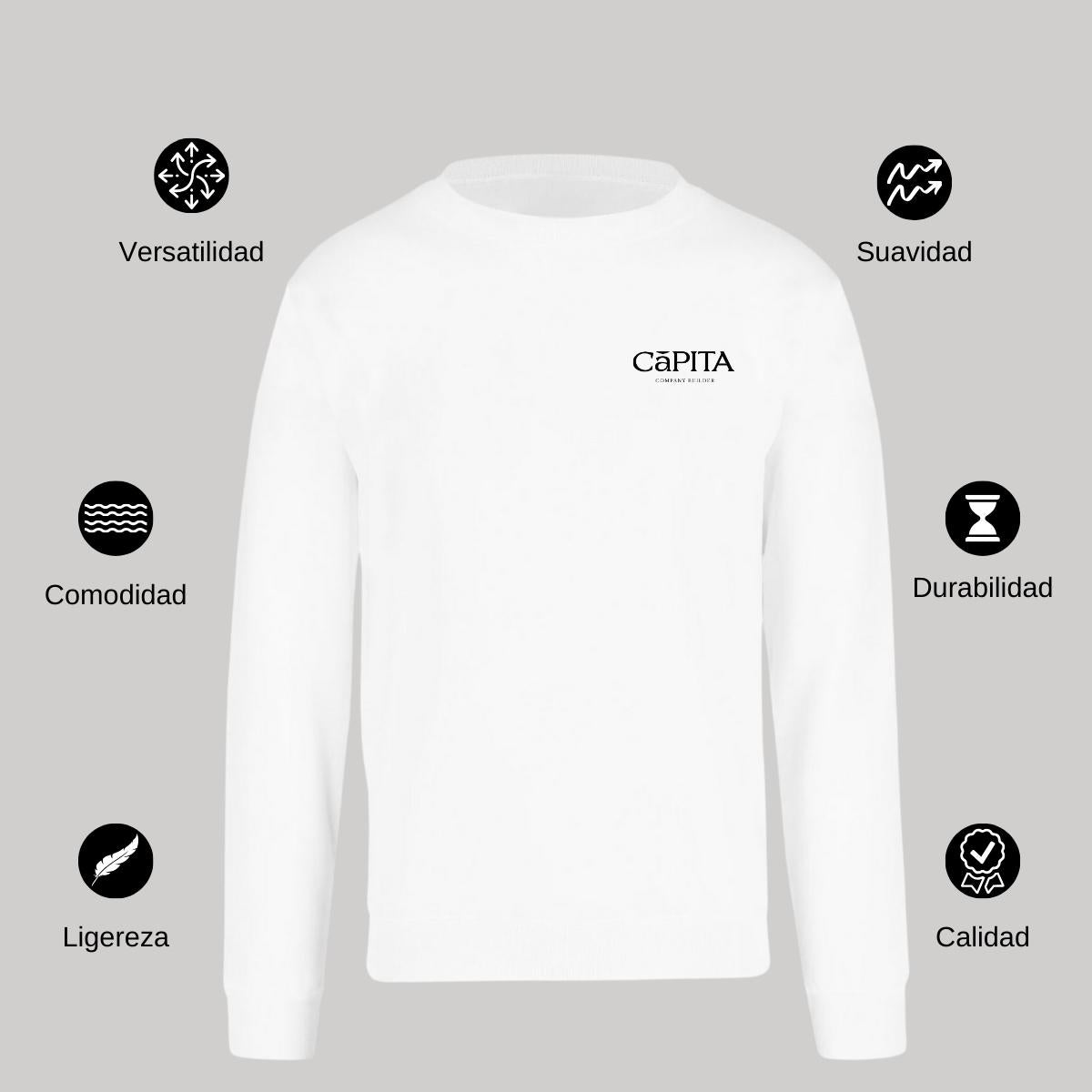 Sudadera Unisex Blanco Personalizable Escudo