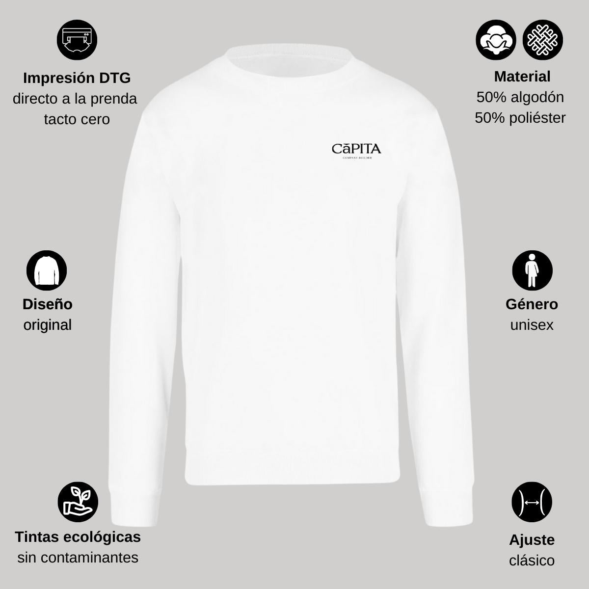 Sudadera Unisex Blanco Personalizable Escudo