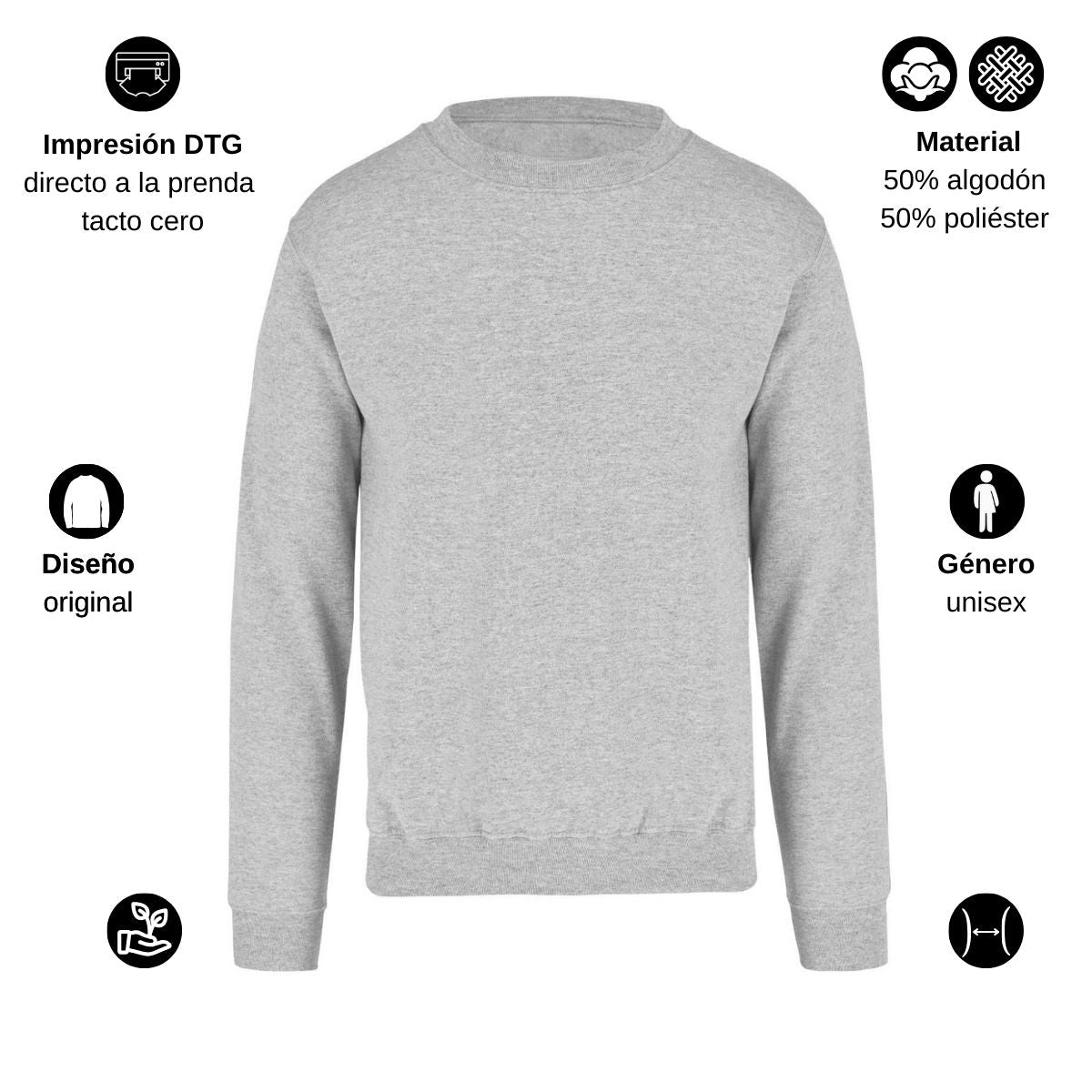 Sudadera Unisex Gris Personalizable Escudo