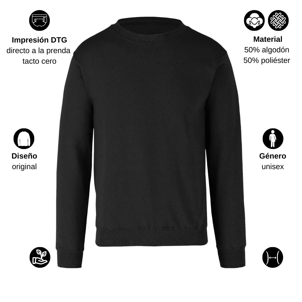 Sudadera Unisex Negro Personalizable Logo
