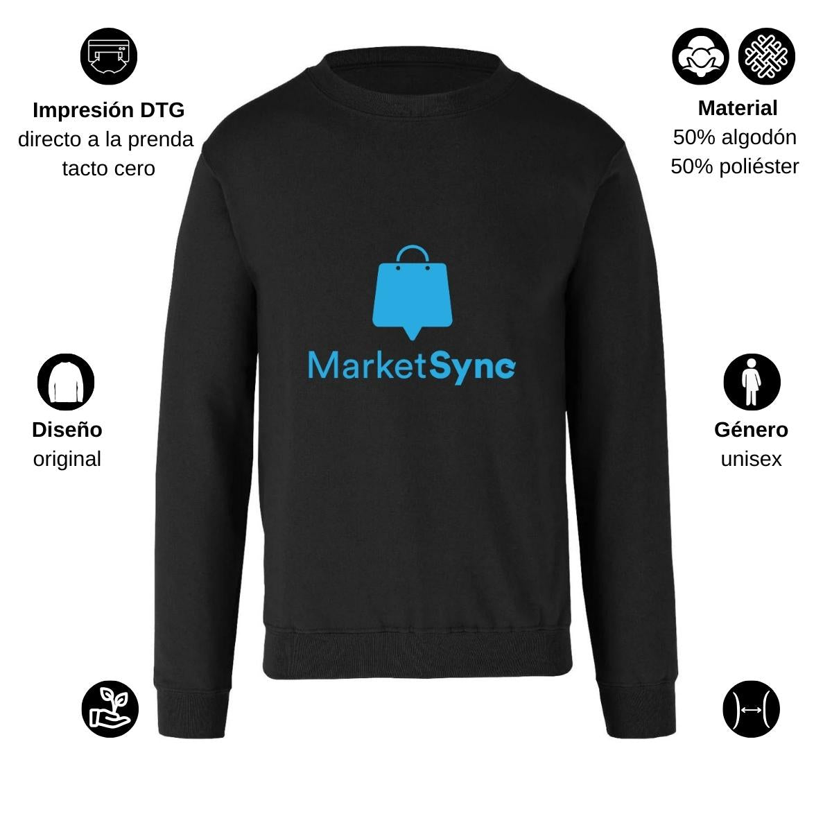 Sudadera Unisex Negro Personalizable Logo