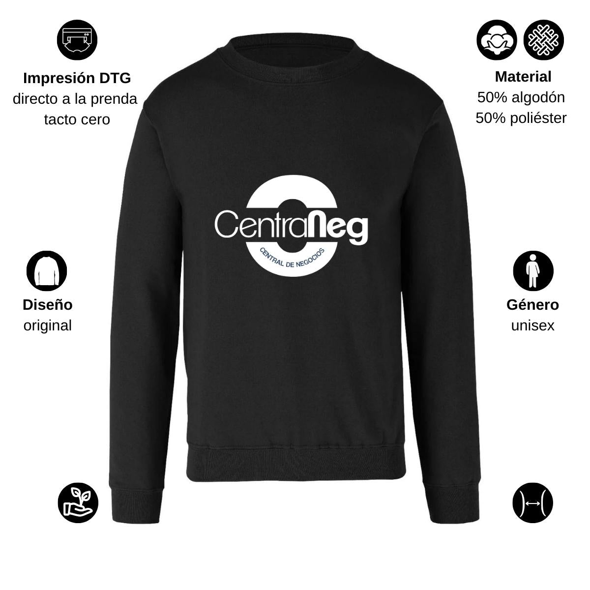 Sudadera Unisex Negro Personalizable Logo