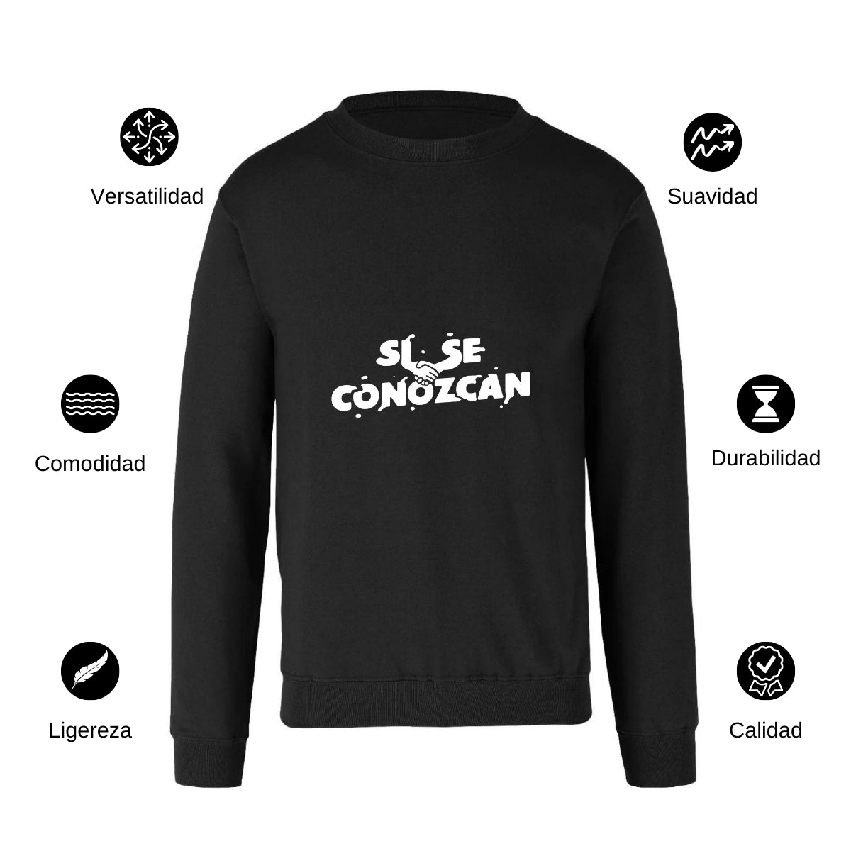 Sudadera Unisex Negro Personalizable Logo Si Se Conozcan