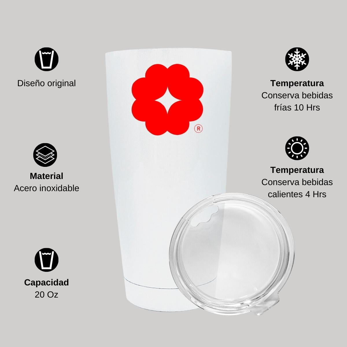Termo Vaso Térmico 20 Oz Blanco Personalizable Logo