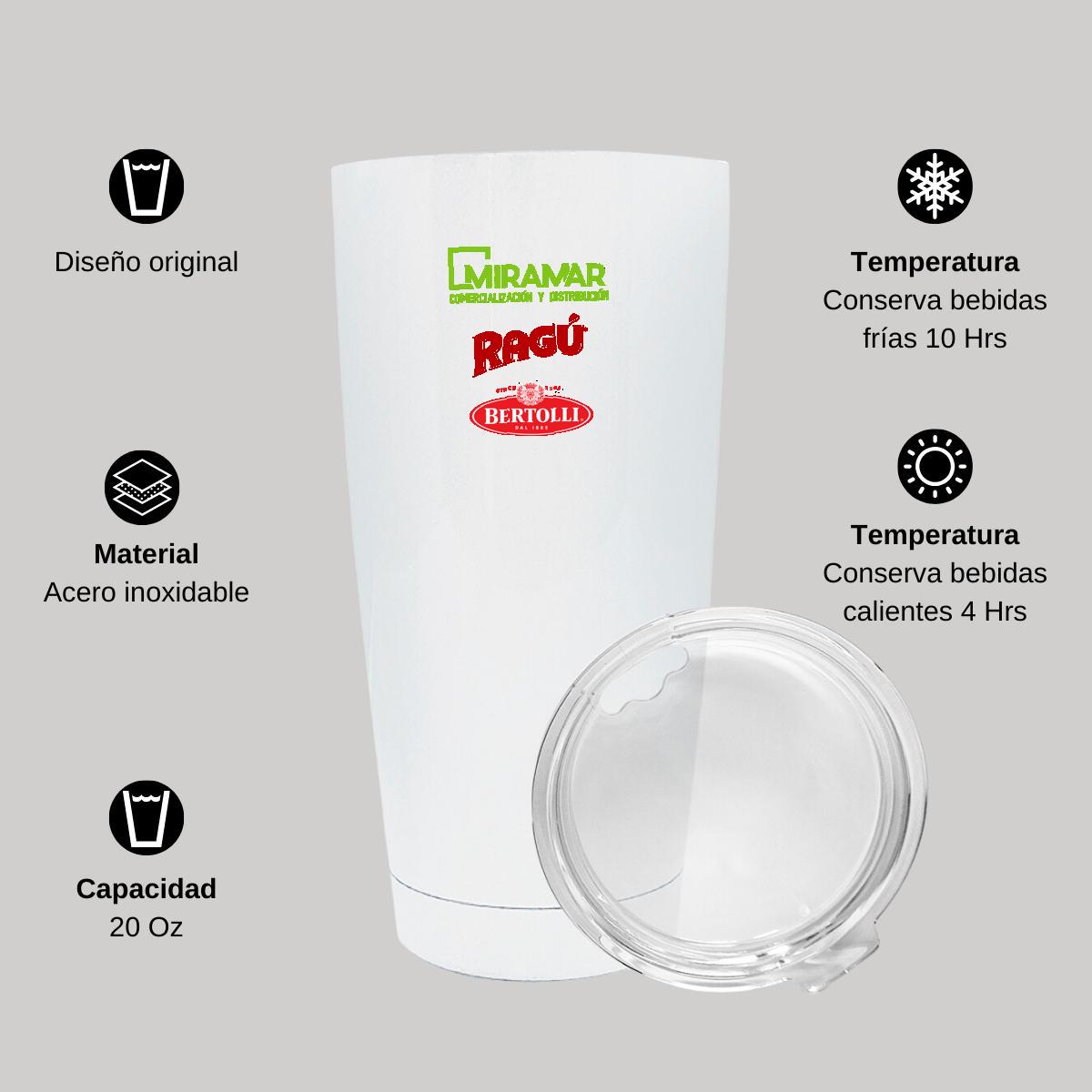 Termo Vaso Térmico 20 Oz Blanco Personalizable Logo