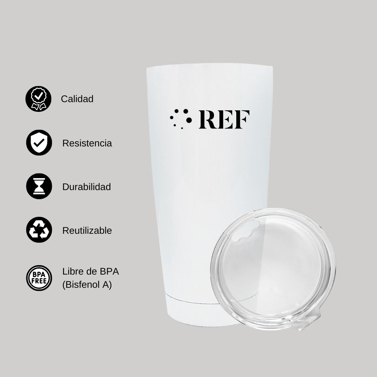 Termo Vaso Térmico 20 Oz Blanco Personalizable Logo