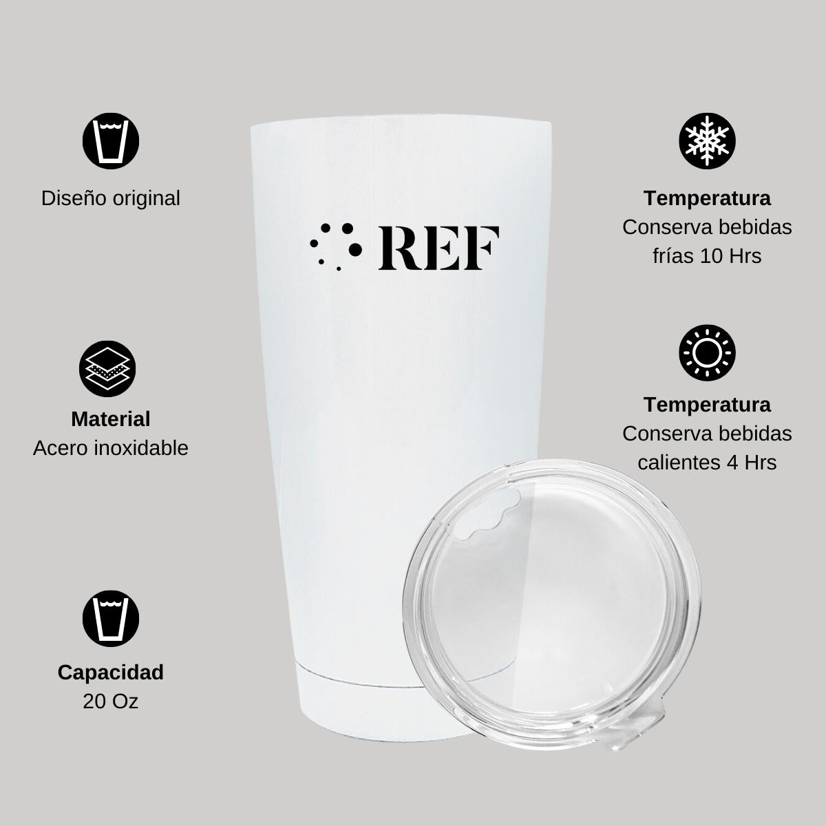 Termo Vaso Térmico 20 Oz Blanco Personalizable Logo