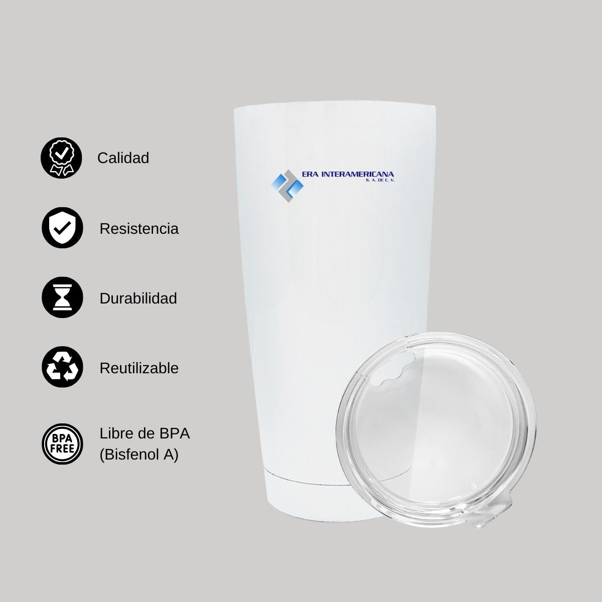 Termo Vaso Térmico 20 Oz Blanco Personalizable Logo