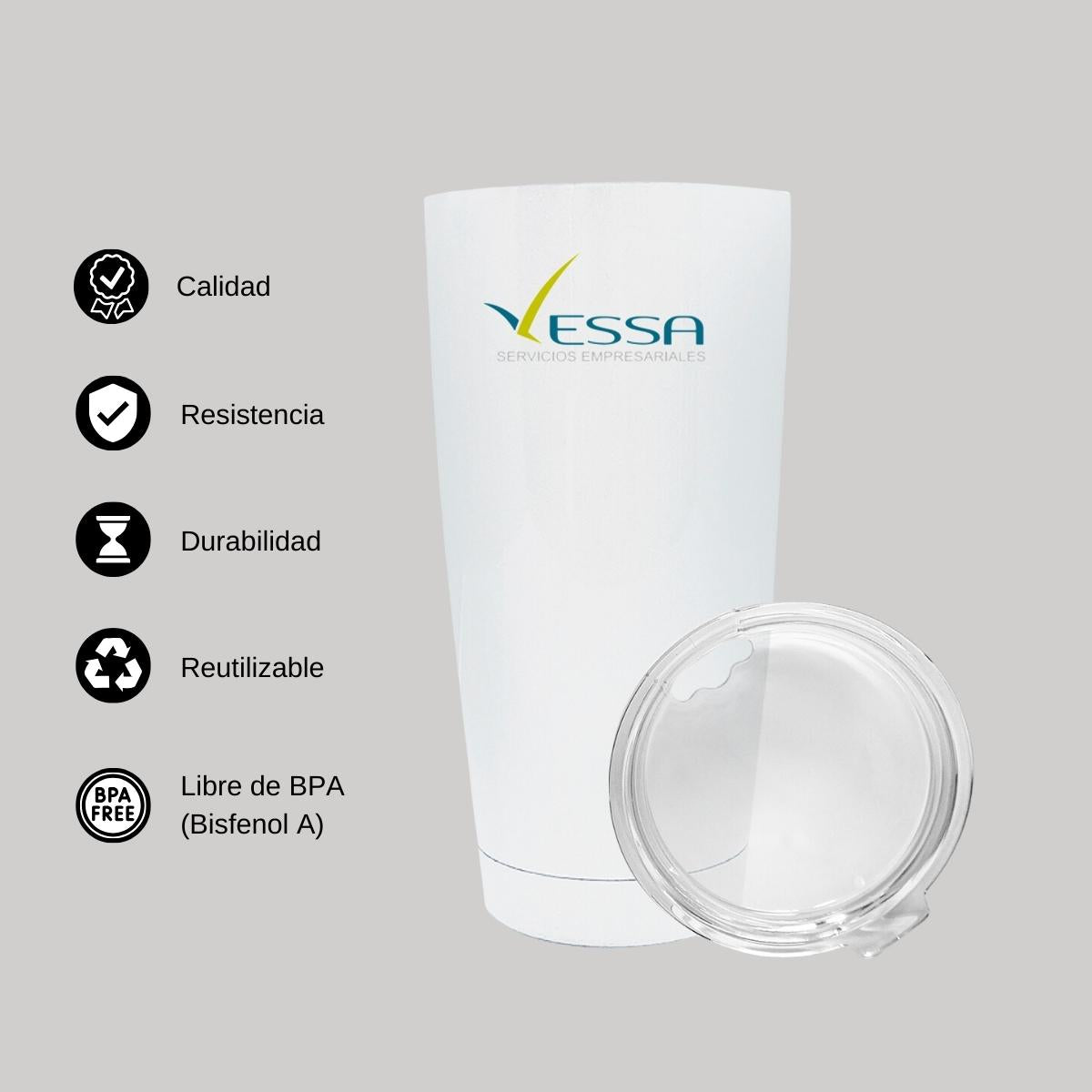 Termo Vaso Térmico 20 Oz Blanco Personalizable Logo