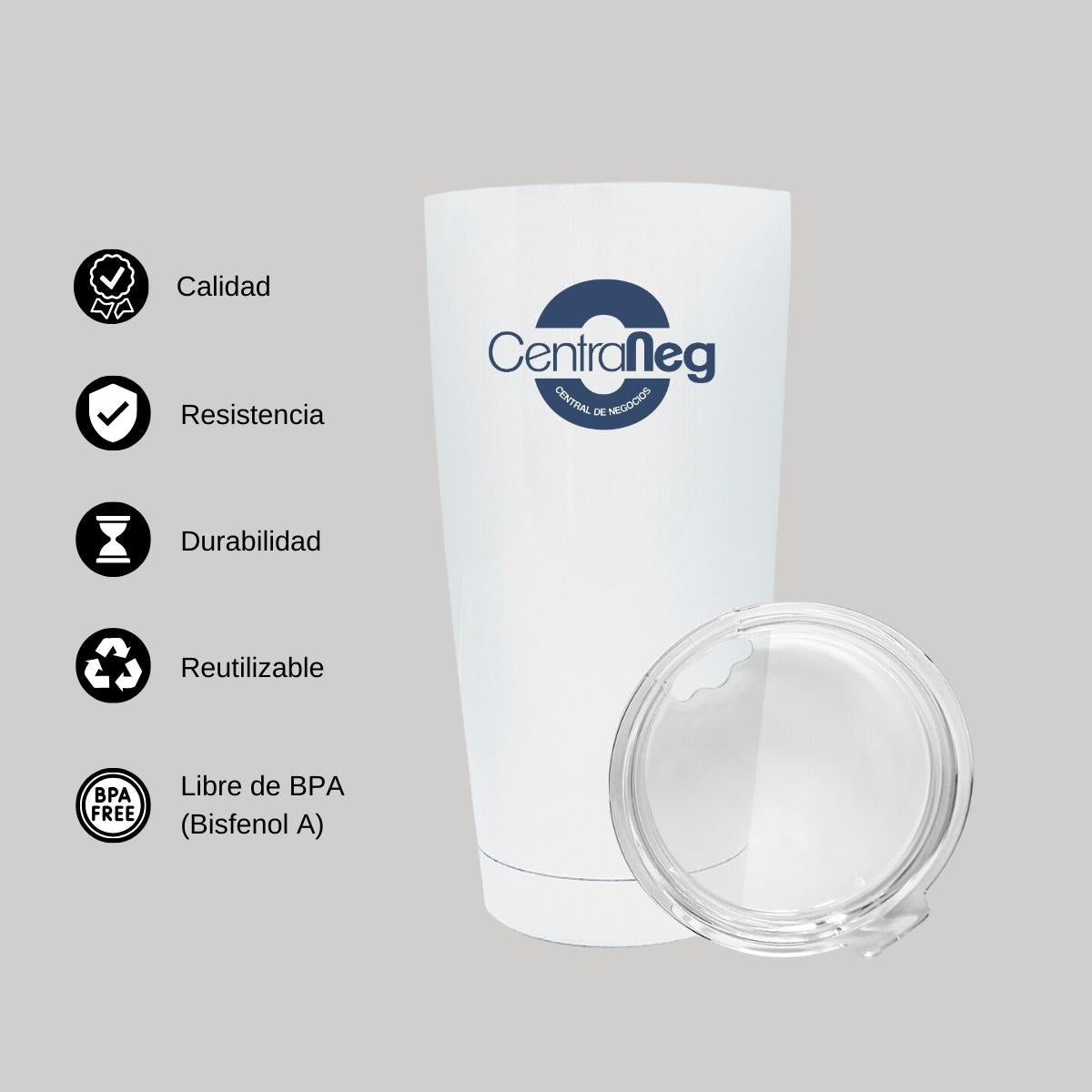 Termo Vaso Térmico 20 Oz Blanco Personalizable Logo