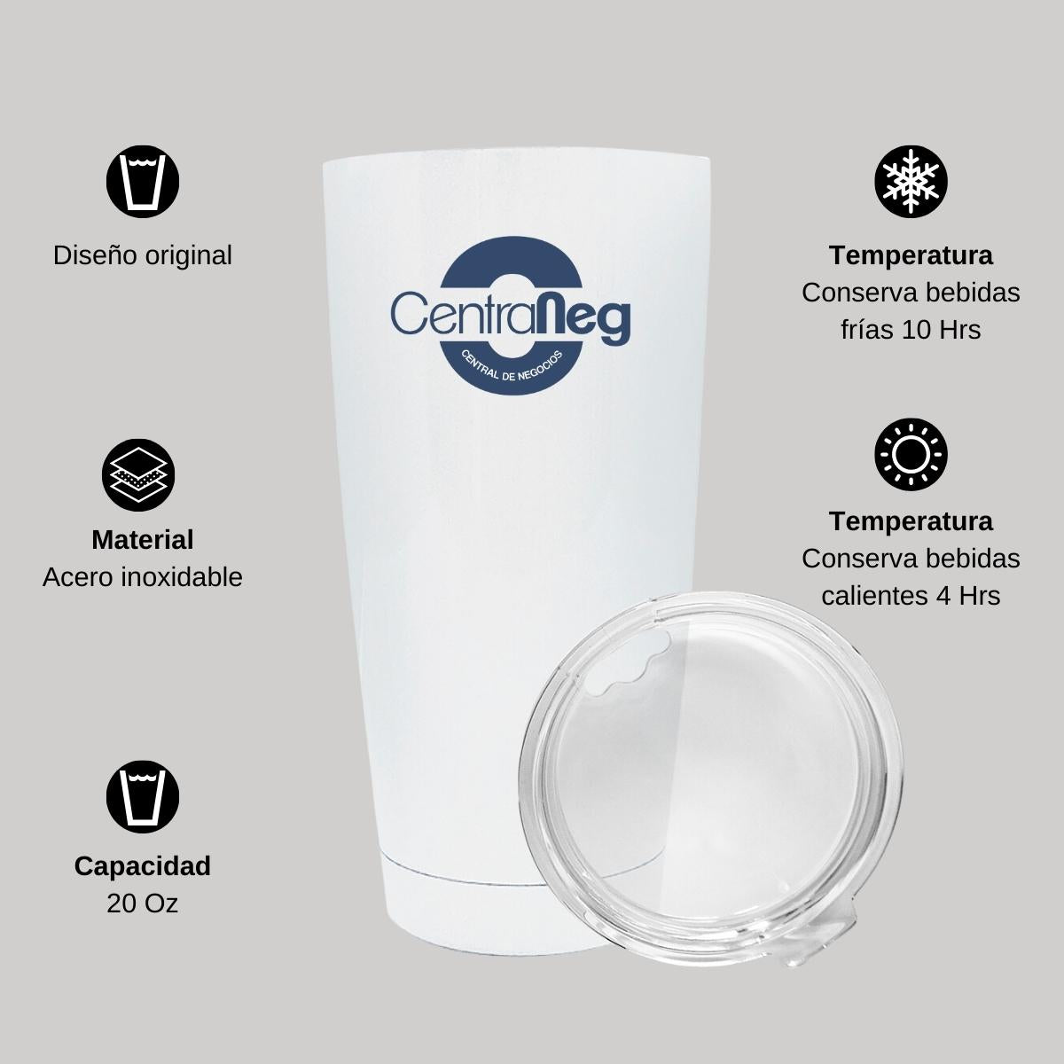 Termo Vaso Térmico 20 Oz Blanco Personalizable Logo