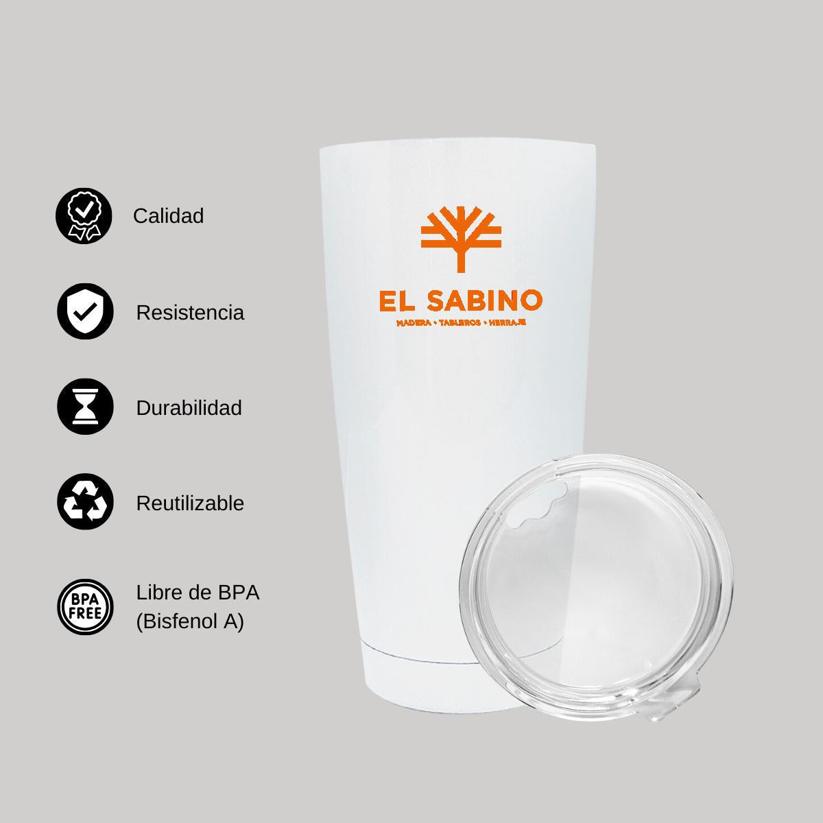 Termo Vaso Térmico 20 Oz Blanco Personalizable Logo
