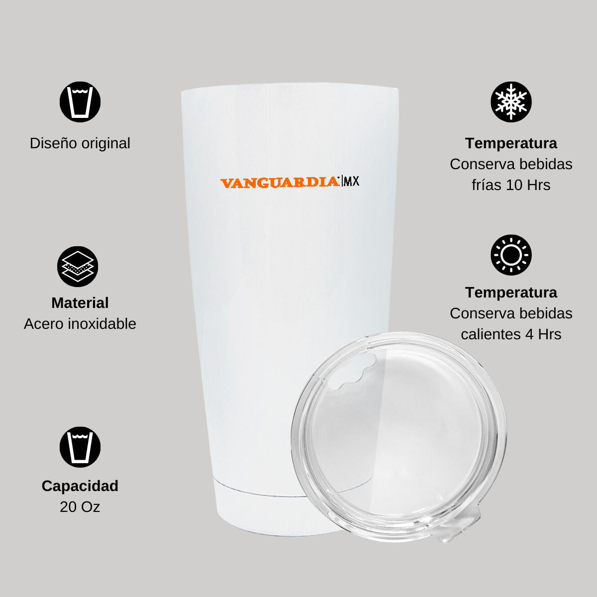 Termo Vaso Térmico 20 Oz Blanco Personalizable Logo