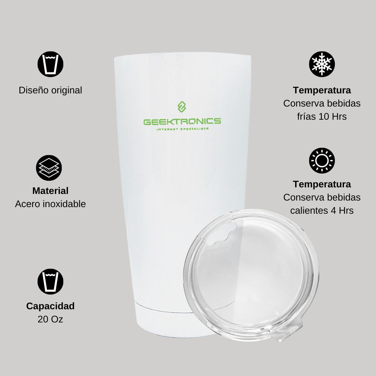 Termo Vaso Térmico 20 Oz Blanco Personalizable Logo