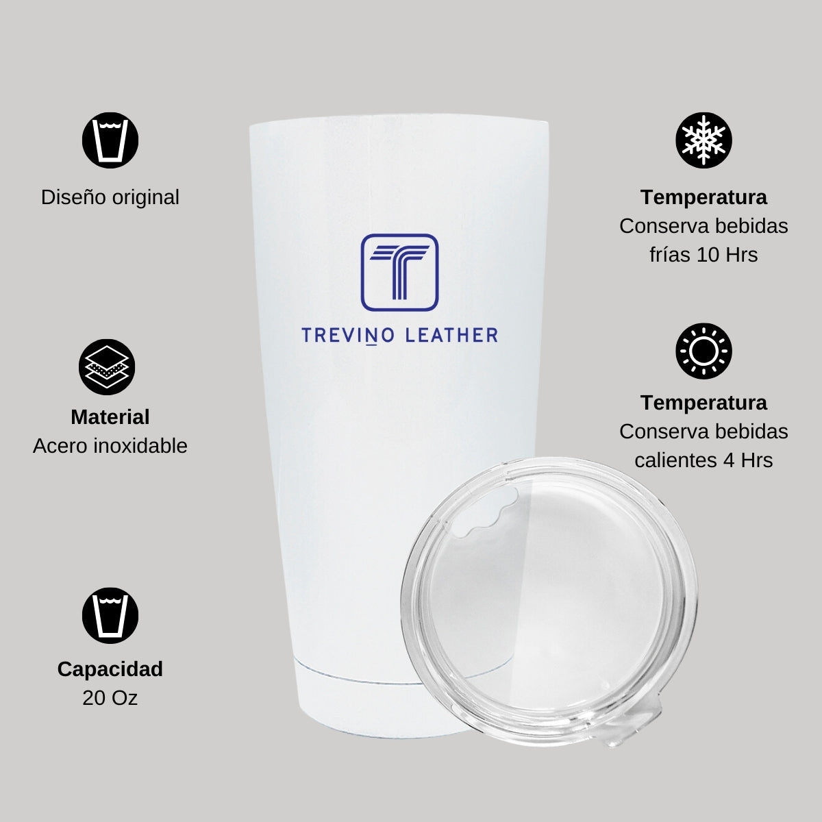 Termo Vaso Térmico 20 Oz Blanco Personalizable Logo
