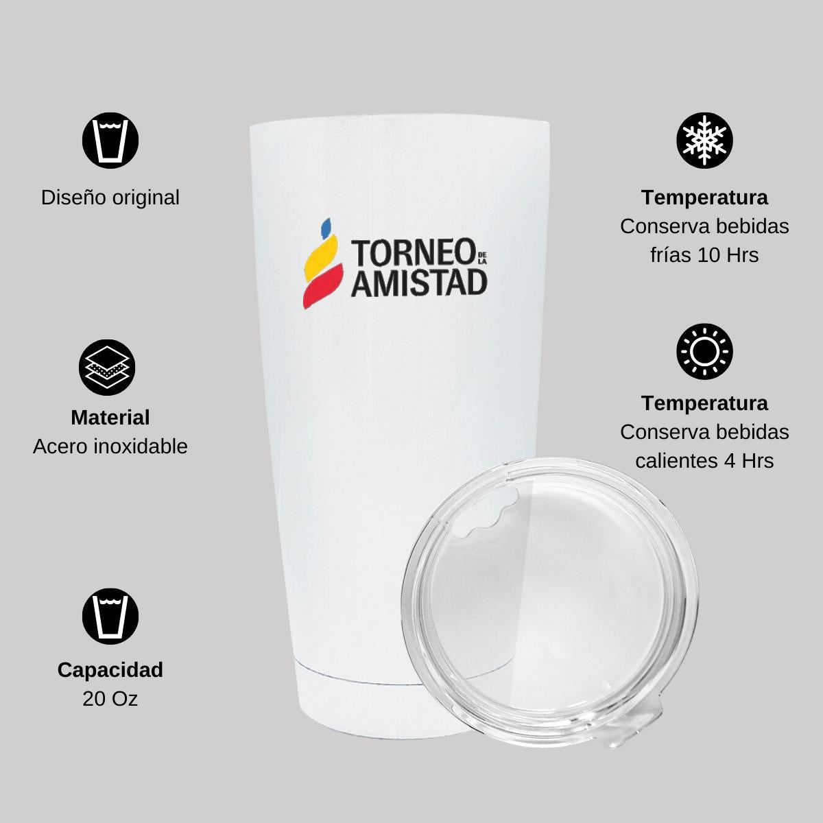 Termo Vaso Térmico 20 Oz Blanco Personalizable Logo