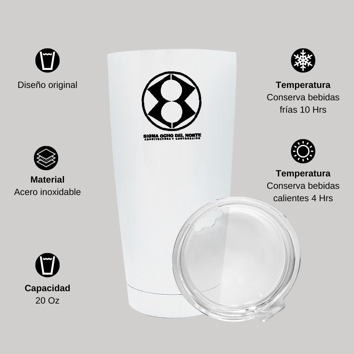 Termo Vaso Térmico 20 Oz Blanco Personalizable Logo