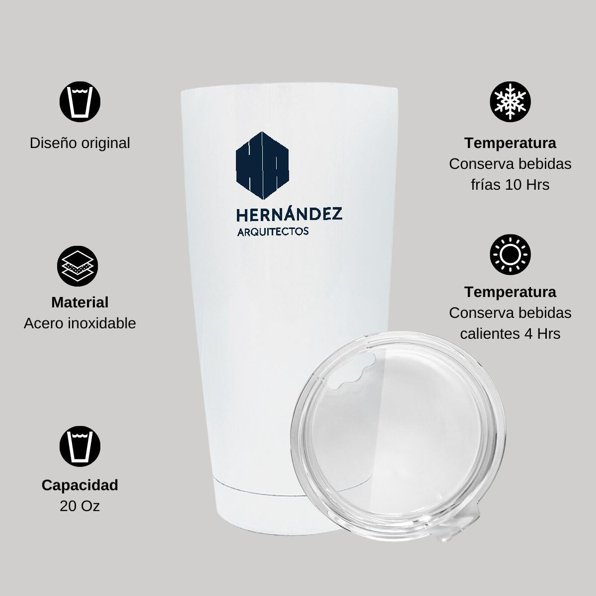 Termo Vaso Térmico 20 Oz Blanco Personalizable Logo