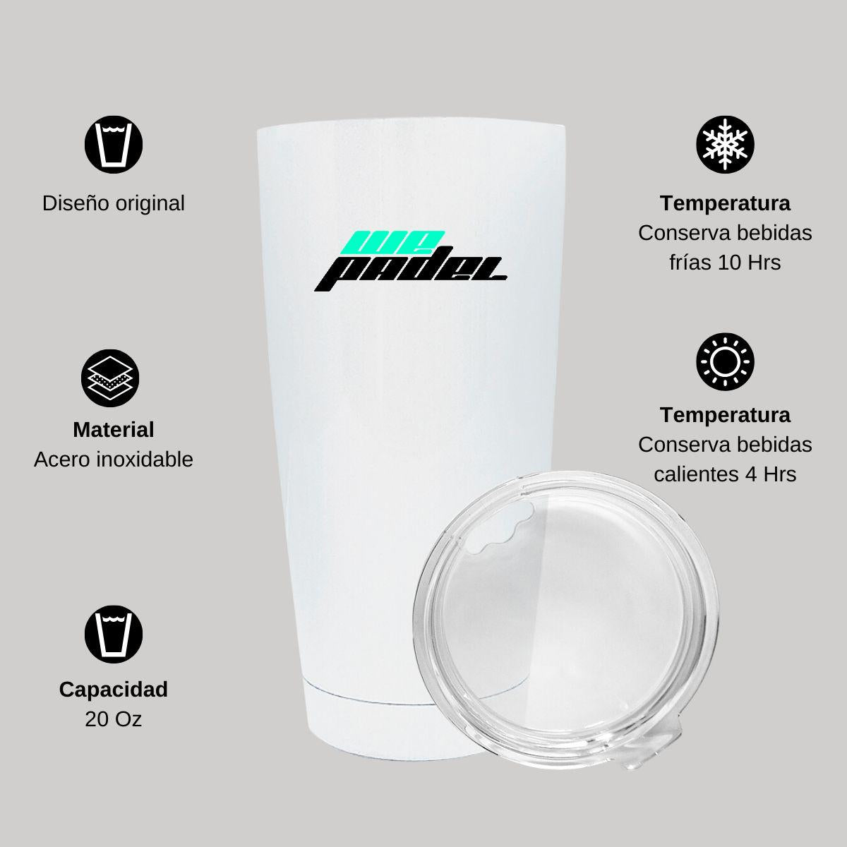 Termo Vaso Térmico 20 Oz Blanco Personalizable Logo