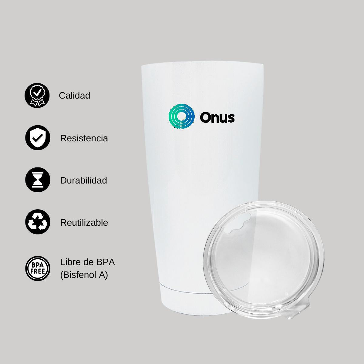 Termo Vaso Térmico 20 Oz Blanco Personalizable Logo