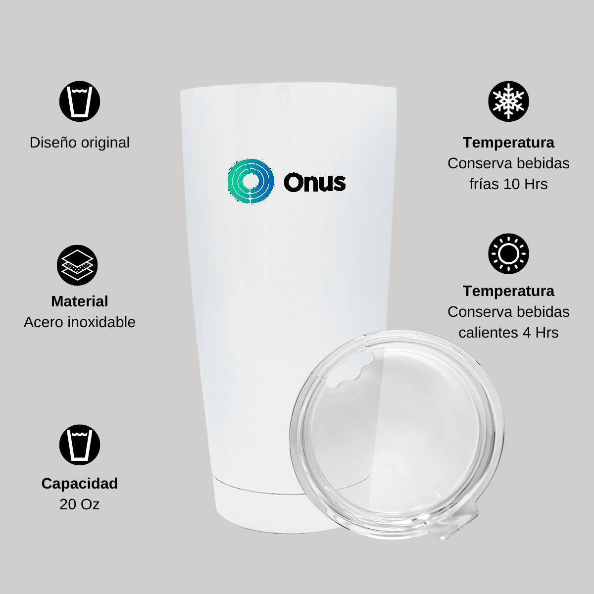 Termo Vaso Térmico 20 Oz Blanco Personalizable Logo