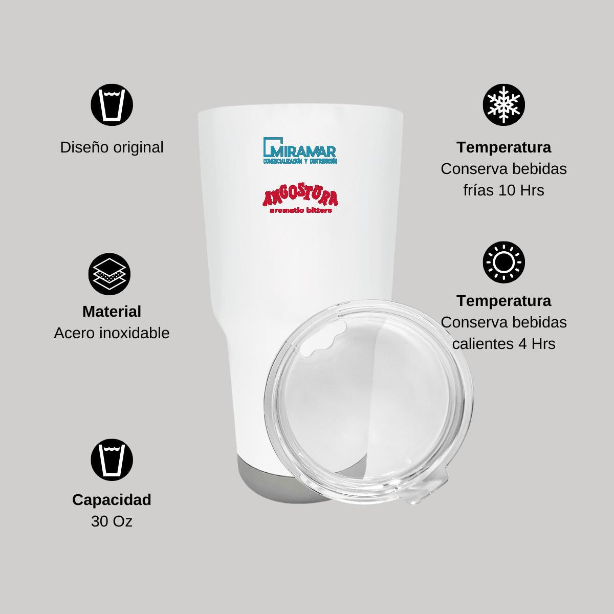 Termo Vaso Térmico 30 Oz Blanco Personalizable Logo