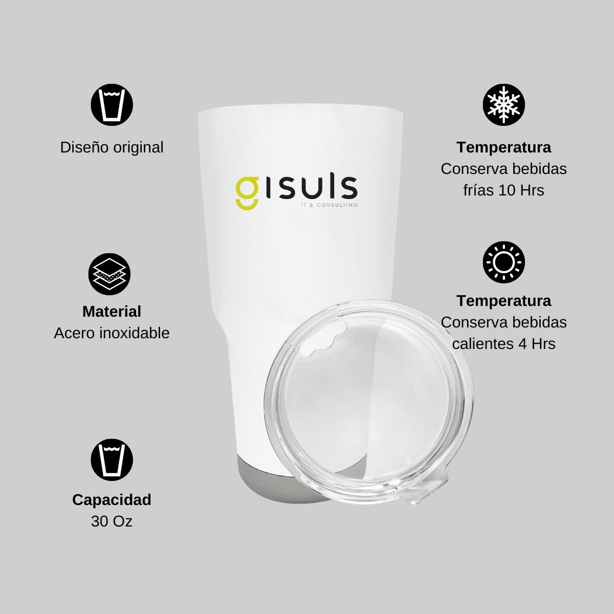 Termo Vaso Térmico 30 Oz Blanco Personalizable Logo