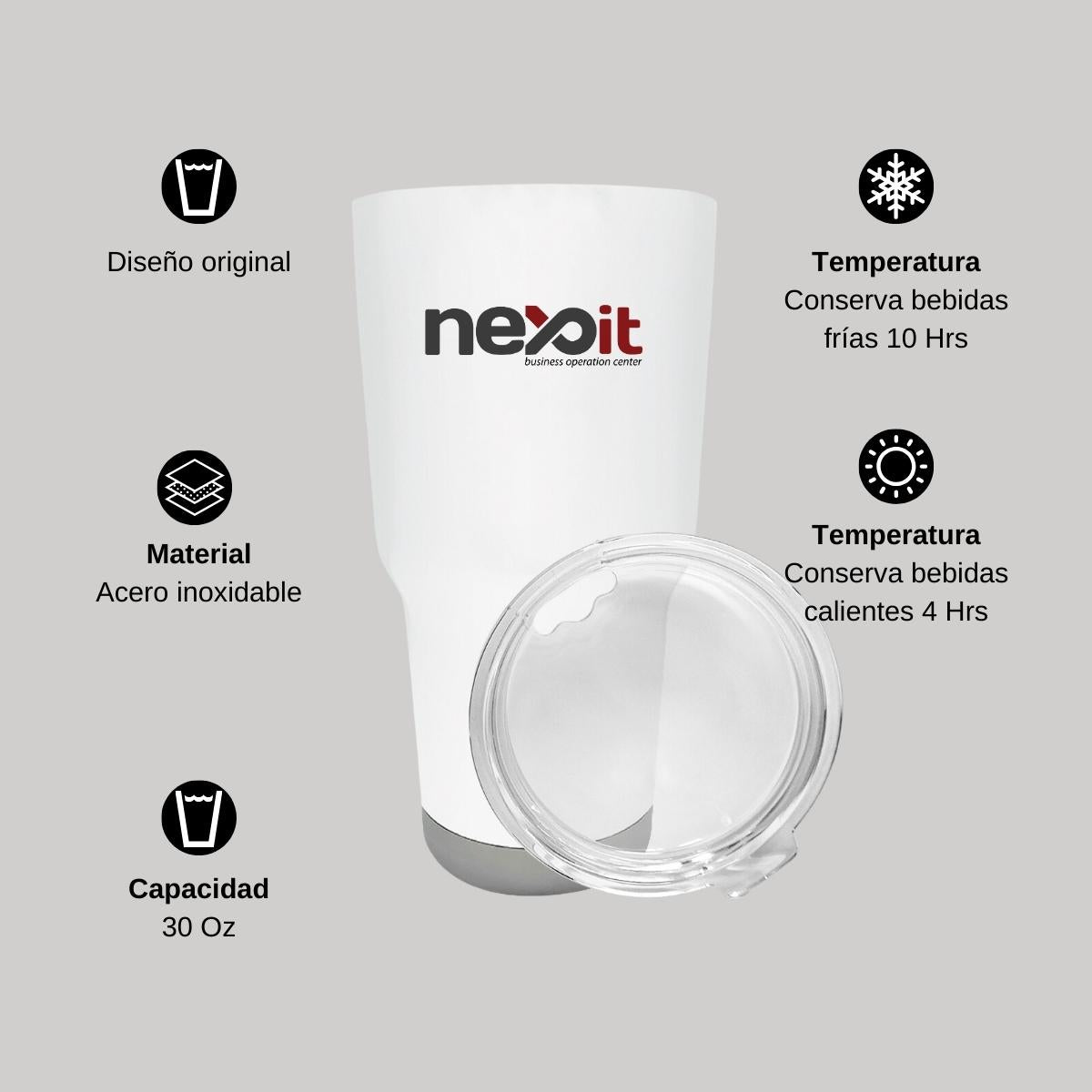 Termo Vaso Térmico 30 Oz Blanco Personalizable Logo
