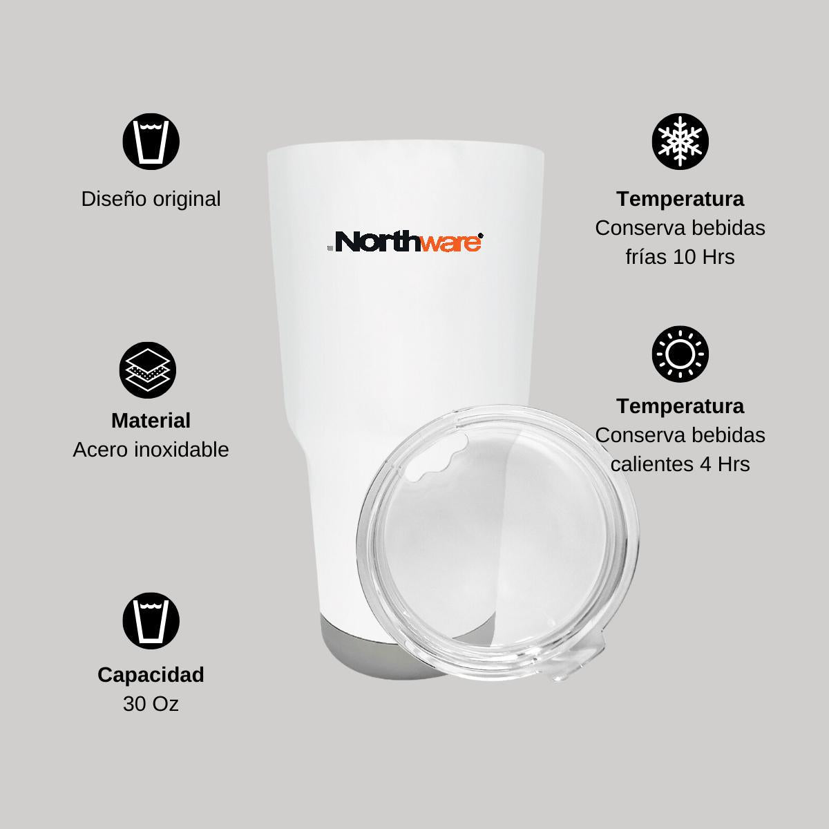 Termo Vaso Térmico 30 Oz Blanco Personalizable Logo